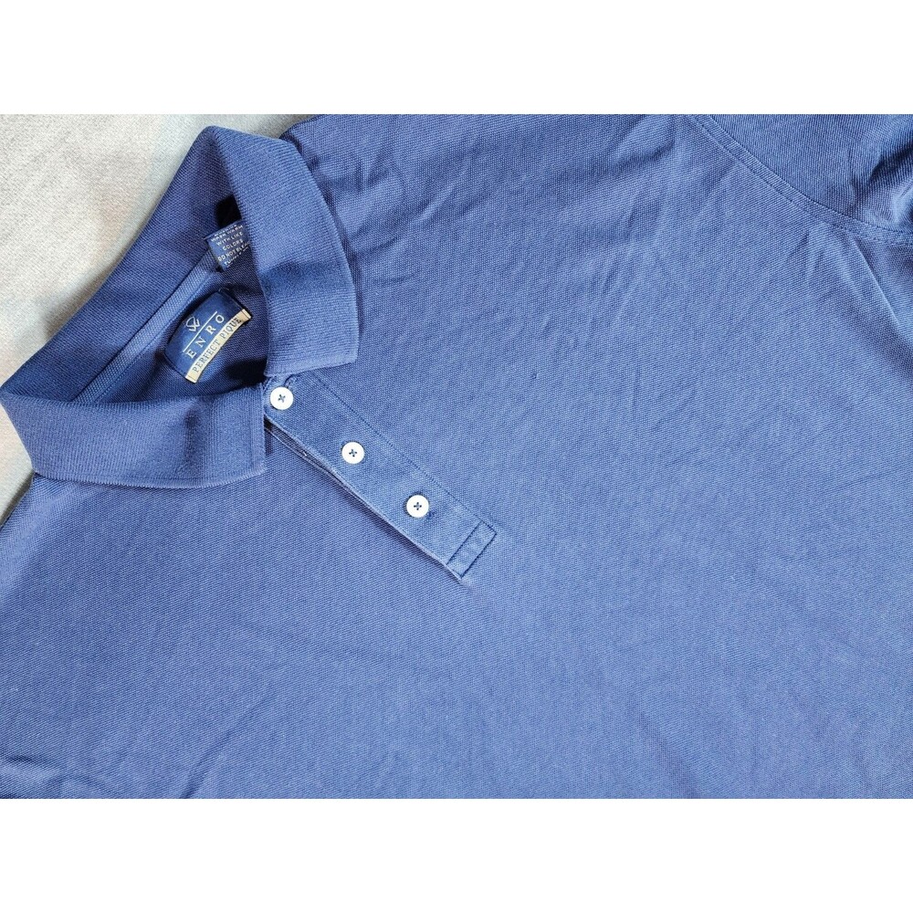 Enro Perfect Pique Men's XXL Tall Blue Golf Polo 100% Cotton Shirt Defect
